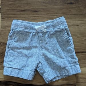Class Club Boys Sz 2T / 3T Linen Shorts Blue White Striped Elastic Band Pockets